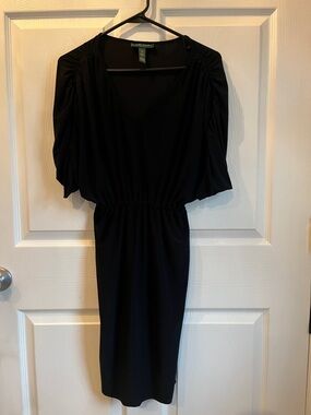 RL Black Women's V-Neck Elastic-Waist Dress